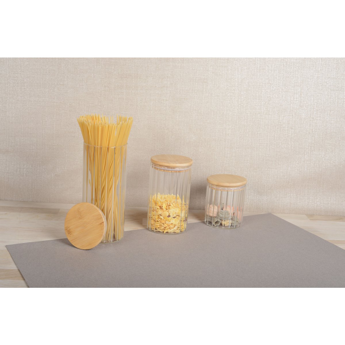 9x9x15cm glas- en houten opbergpot