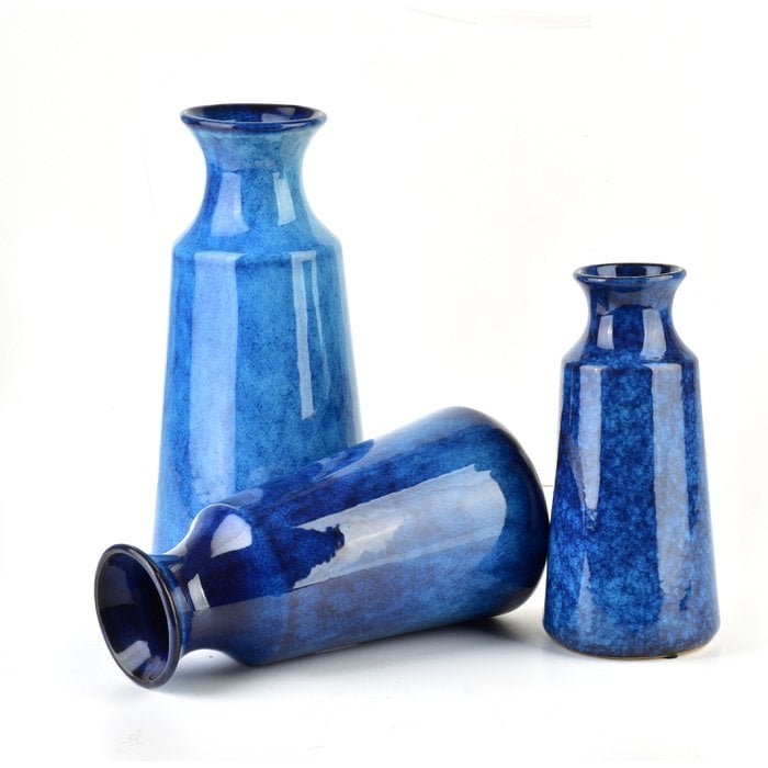 Diepblauw Design vaas - 25 cm