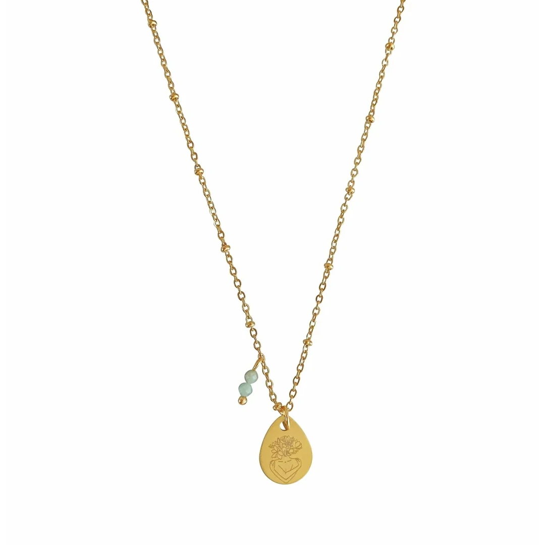 Ketting Loving Yourself & Amazoniet - Goud