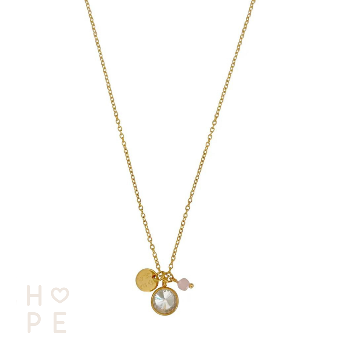 Hoop & Rozenkwarts Ketting - Goud
