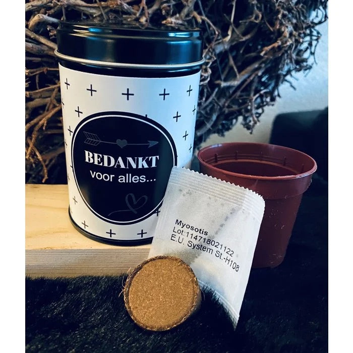 🌱 Kweeksetje vol bedankjes "Vergeet mij nietjes"