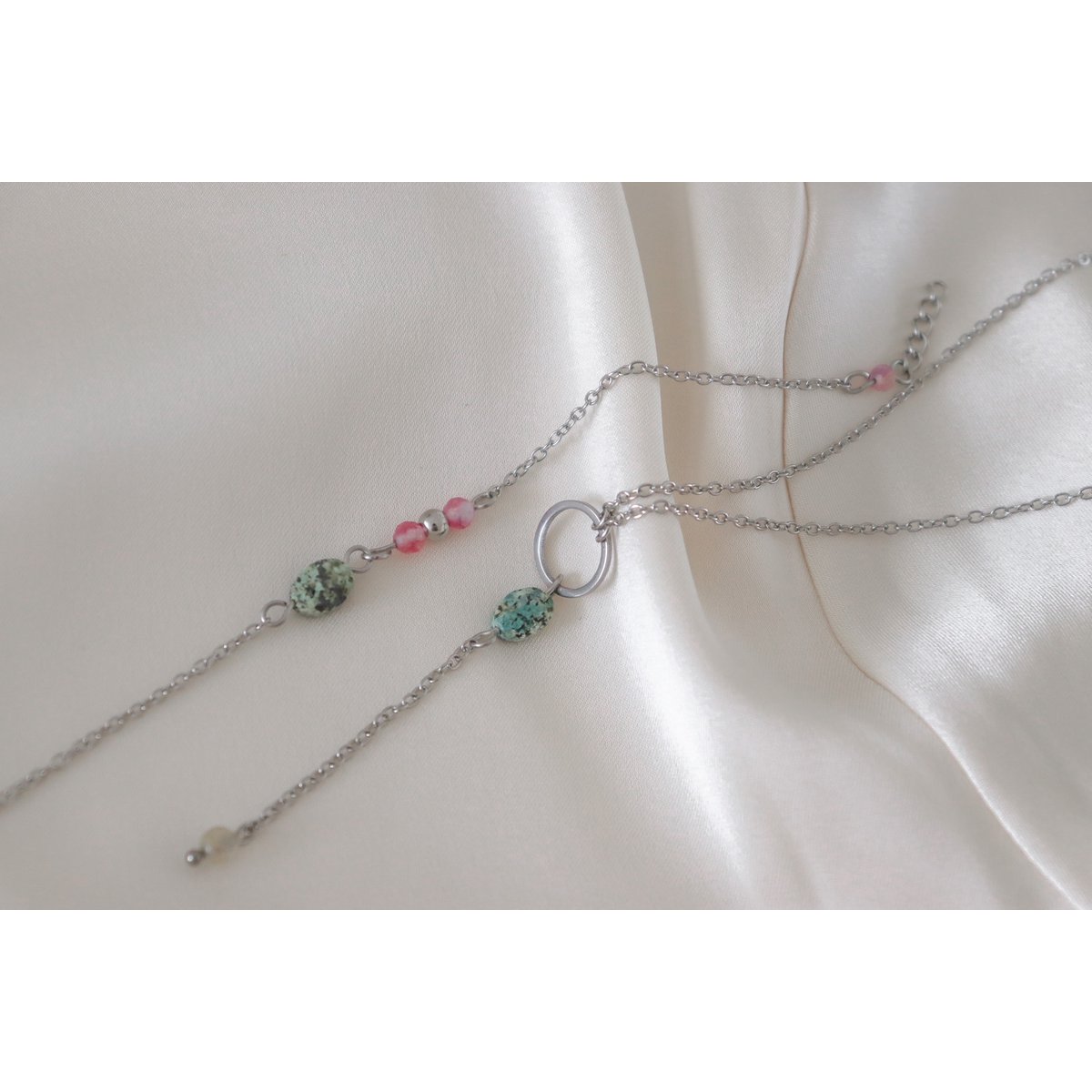 Afrikaanse Turkoois & Citrien Ketting - Zilver