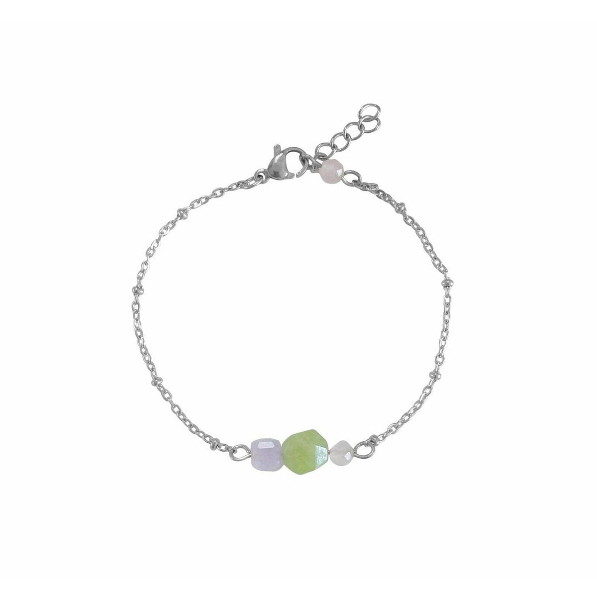 Peridot, Chalcedoon & Rozenkwarts Armband - Zilver