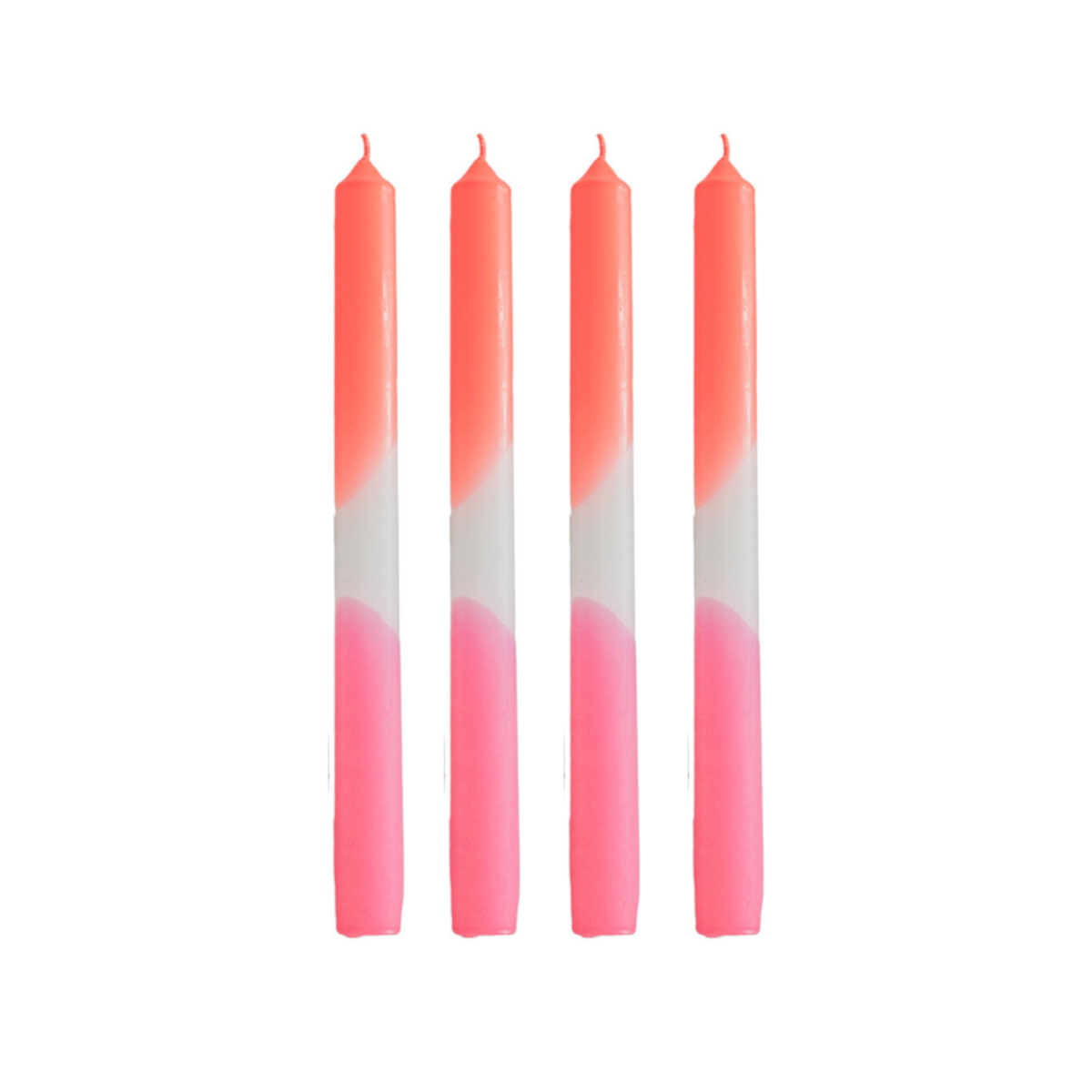 Kaarsen - neon roze/wit/neon rood (set van 4)
