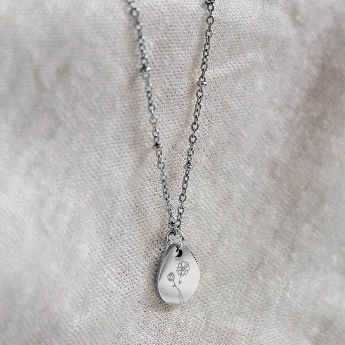 Zilveren Geboortebloem Ketting (per maand te bestellen)