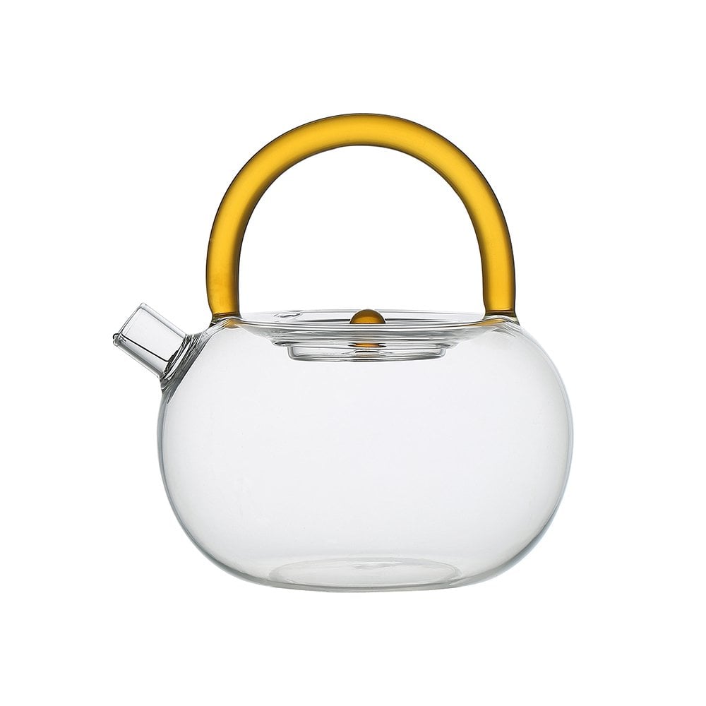 Theepot glas met gele handvat 800 ml
