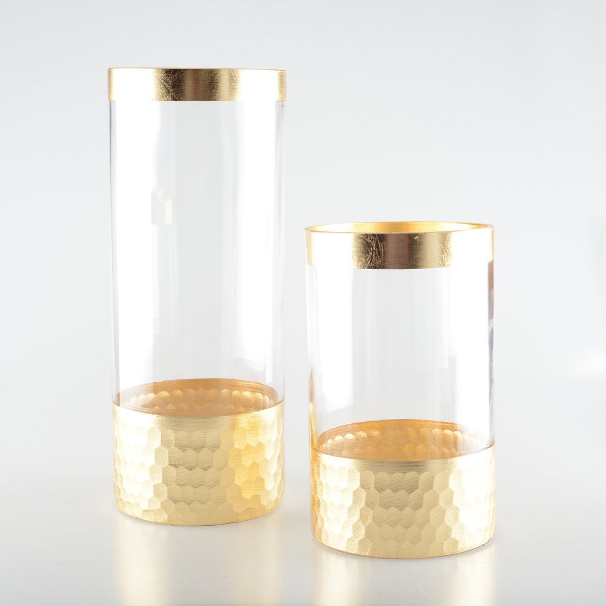 Transparante vaas met gouden rand - H30cm