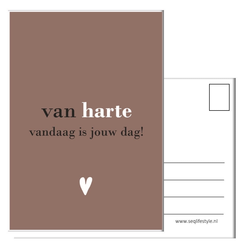 Wenskaart 'Van harte'