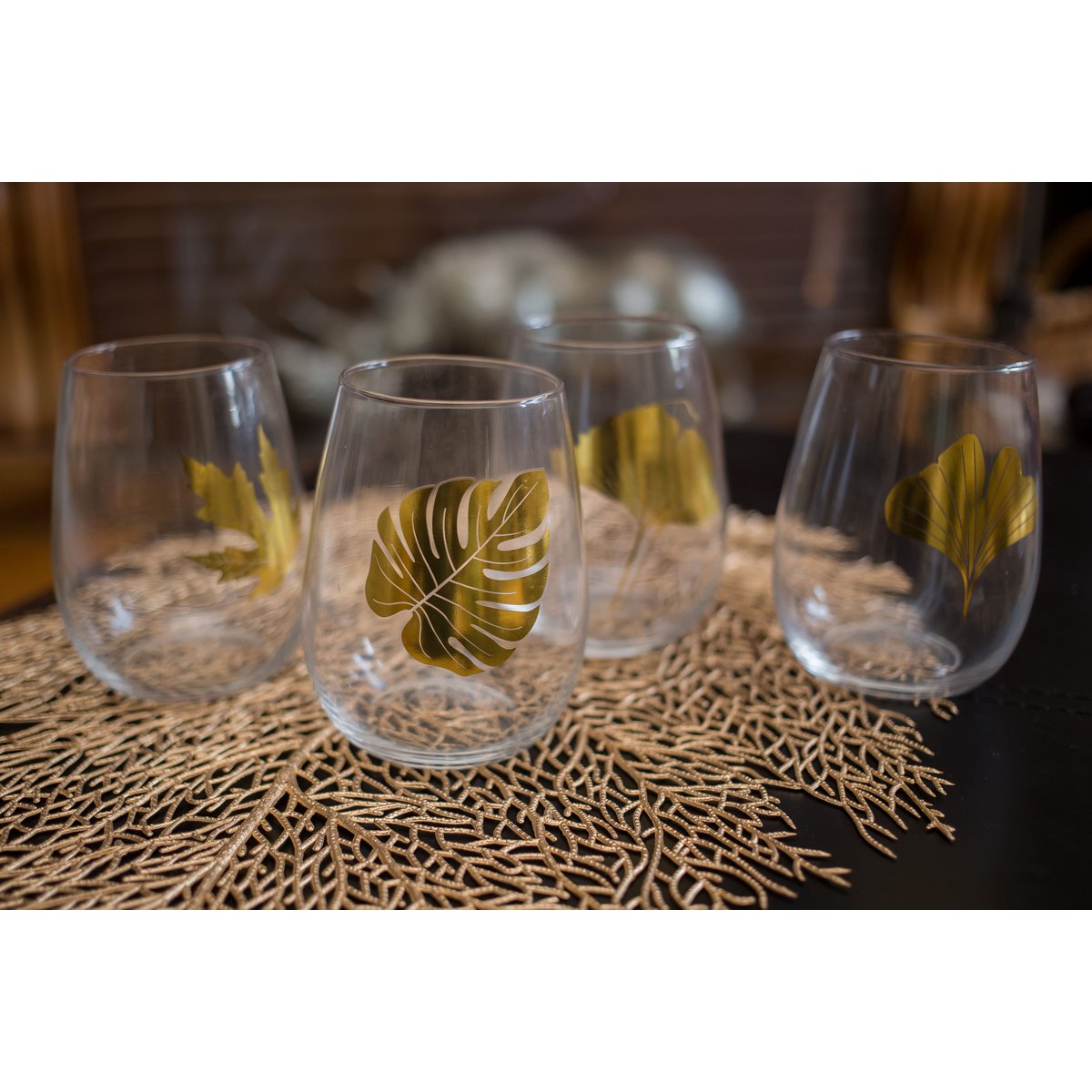 Set van 4 bladglazen