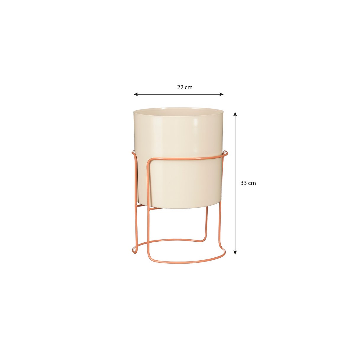 Collins Bloempot op Standaard - H33 x Ø22 cm - Metaal - Off-white, Perzik