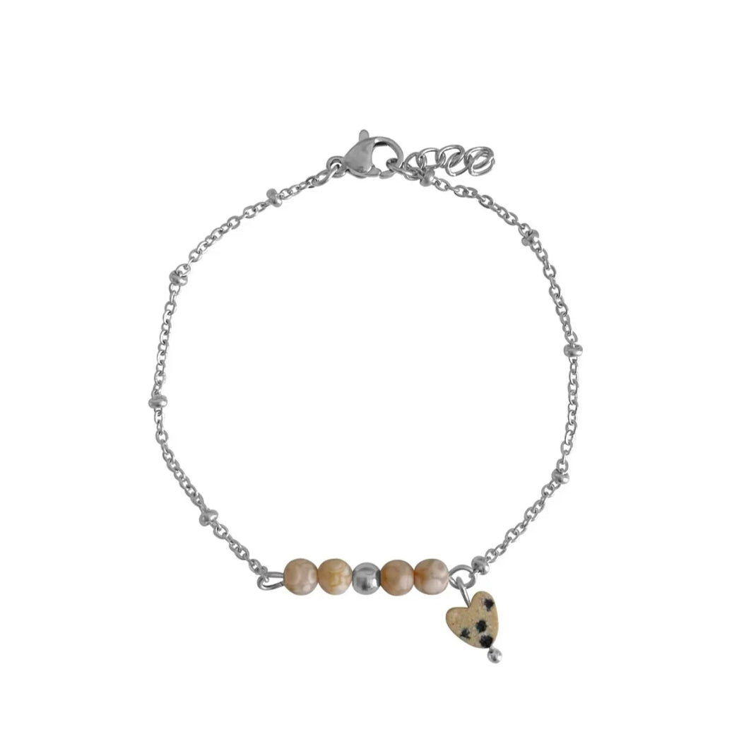 Maifan & Dalmatiër Jaspis Hartje Armband - Zilver