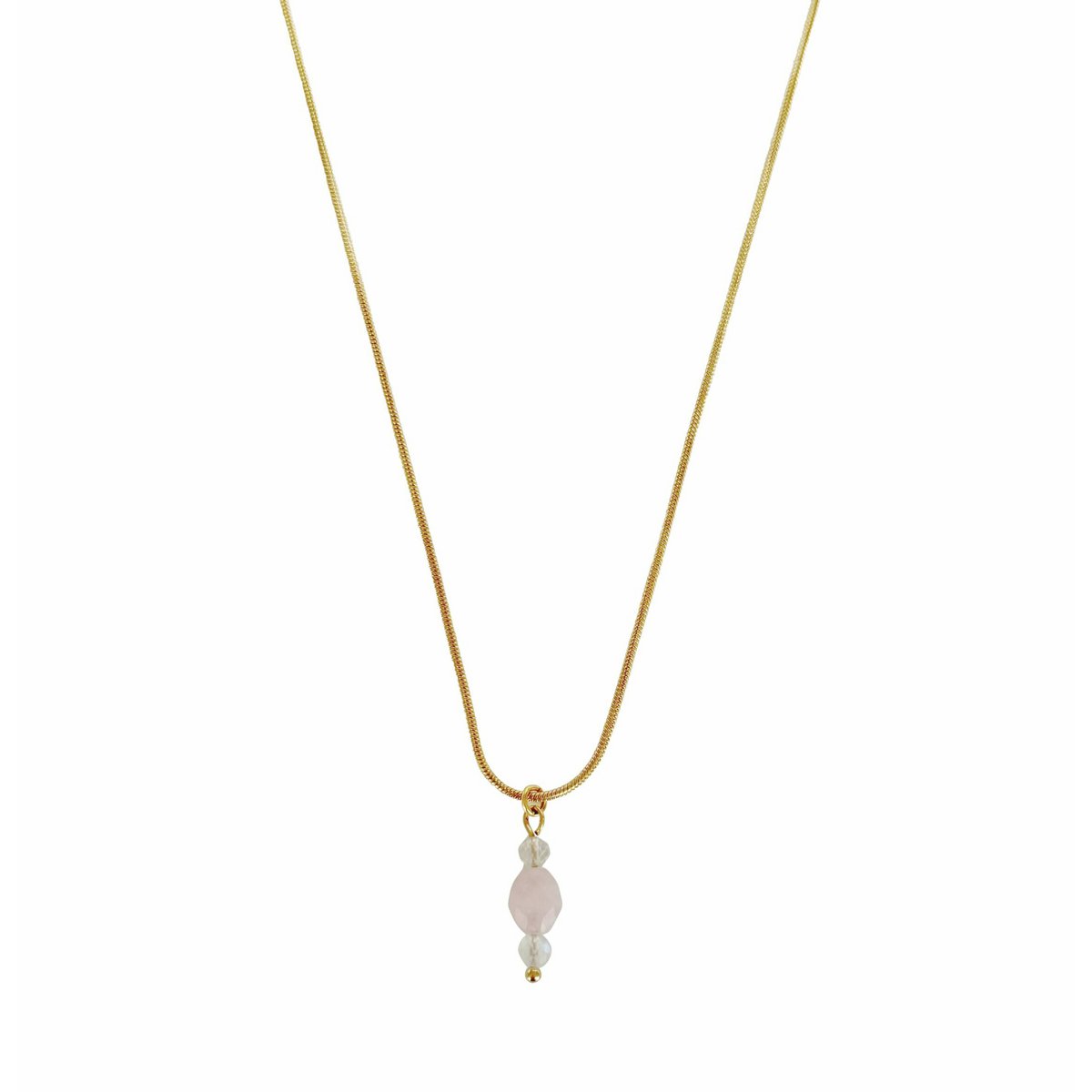 Maansteen & Rozenkwarts Collier - Goud