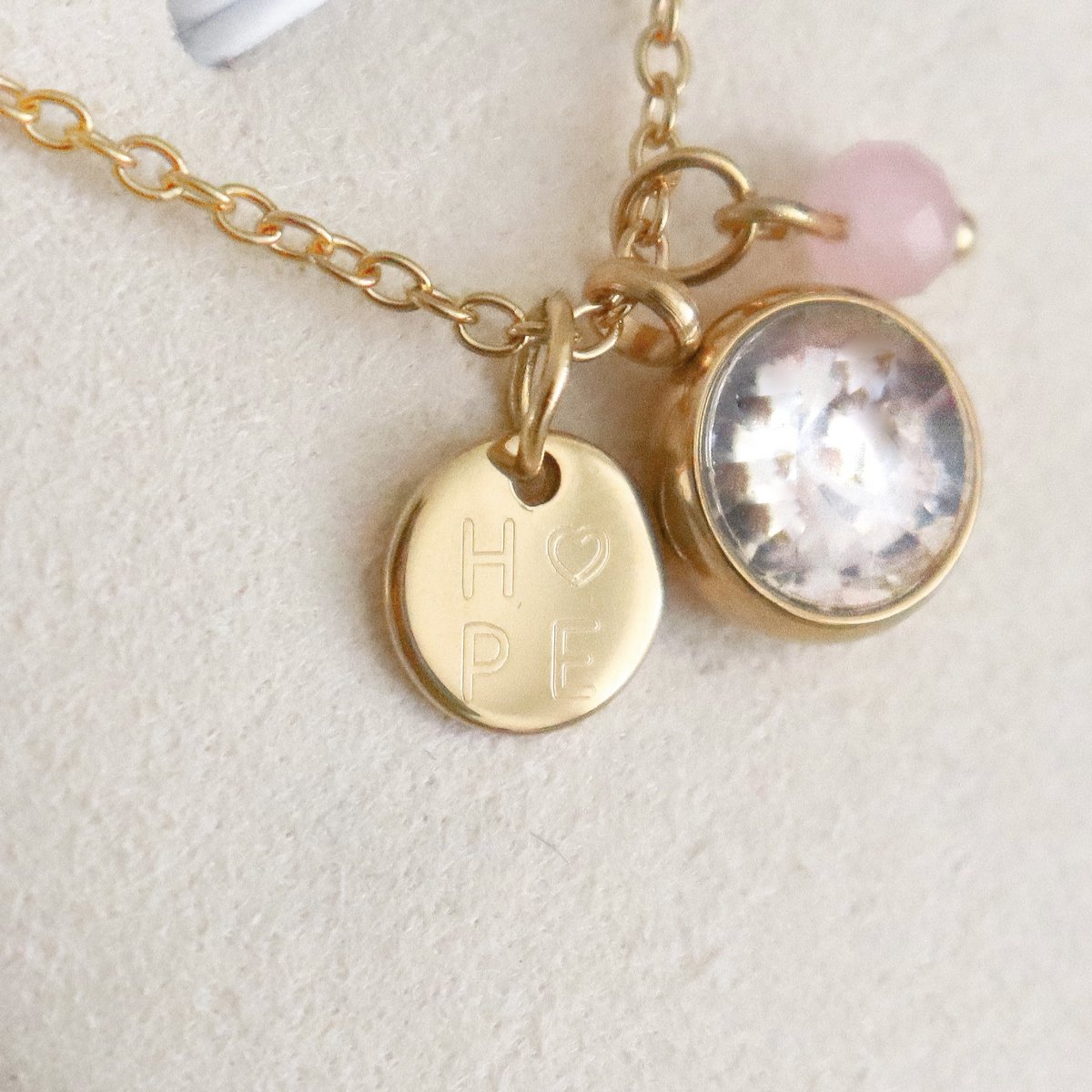 Hoop & Rozenkwarts Ketting - Goud