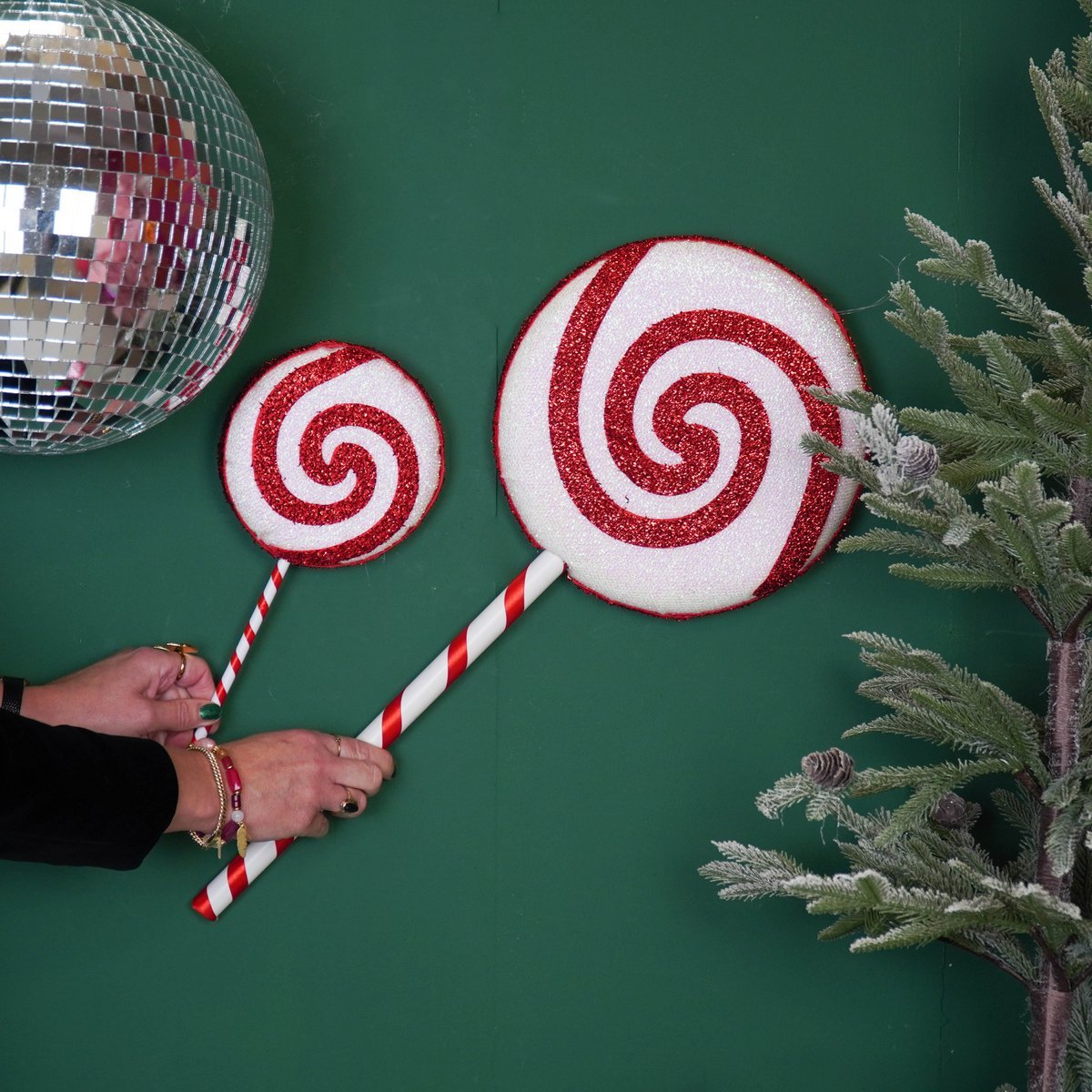 Kerstdecoratie - Lolly Pop - Foam - Wit/Rood - 25x63cm