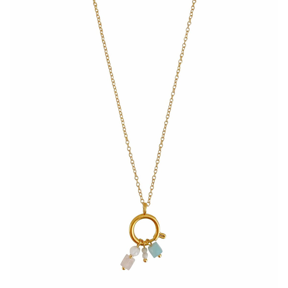 Slot Ketting 14 mm & Edelsteen Hangertjes - Goud