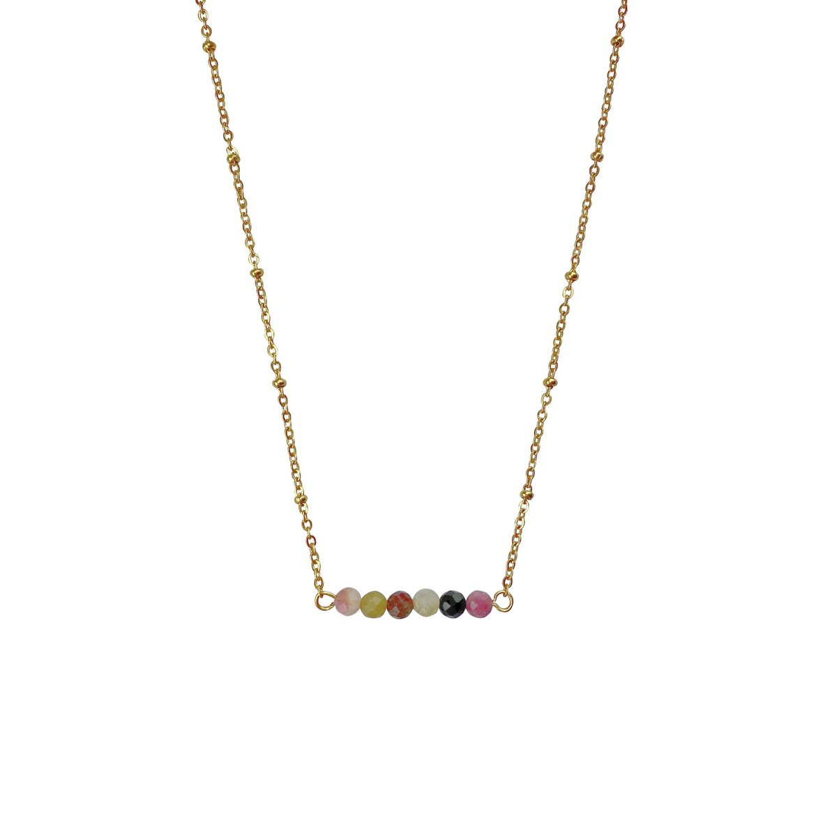 Ketting Watermeloen Toermalijn - Goud