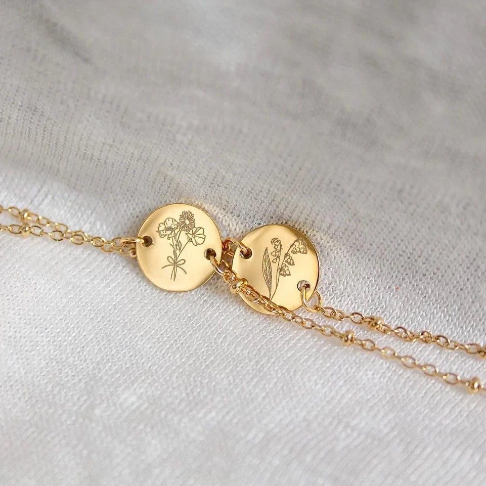 Gouden Geboortebloem Armband (per maand te bestellen)