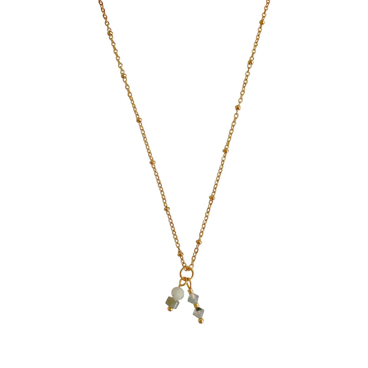 Mos Agaat, Jade & Labradoriet Ketting - Goud