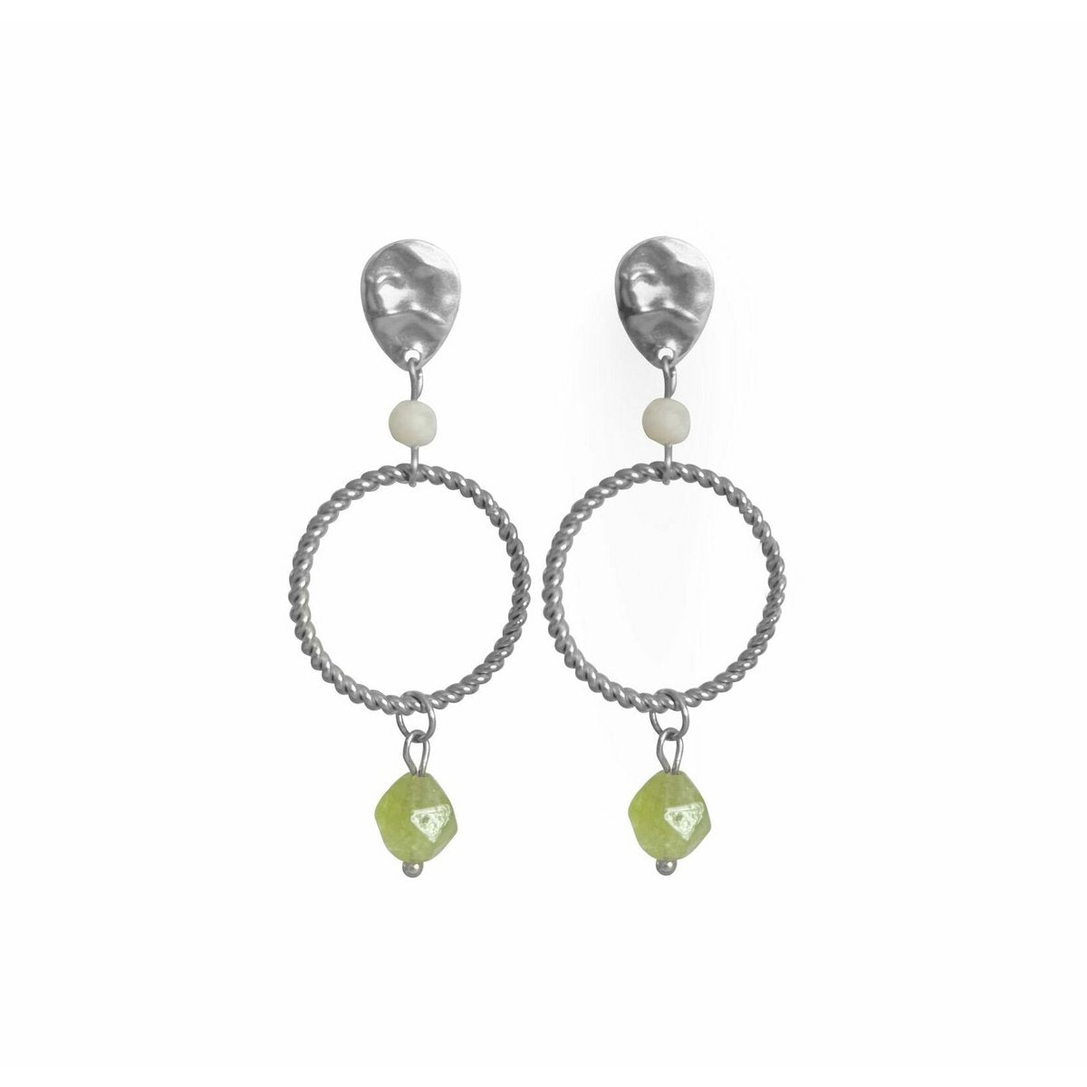 Statement Oorbellen Peridot & Maansteen - Zilver