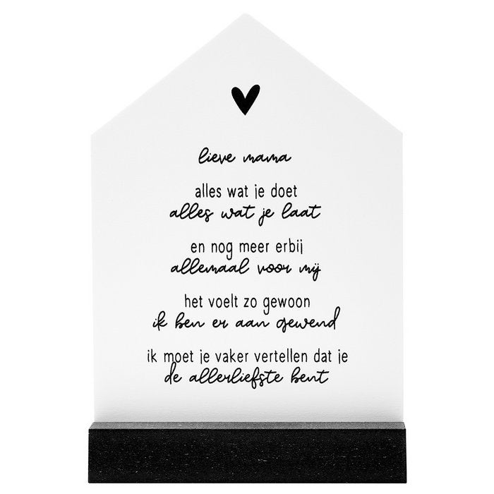 Lieve mama, cadeautje: huisje met gedicht voor de allerliefste moeder