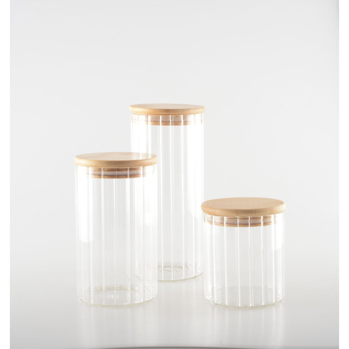 9x9x15cm glas- en houten opbergpot