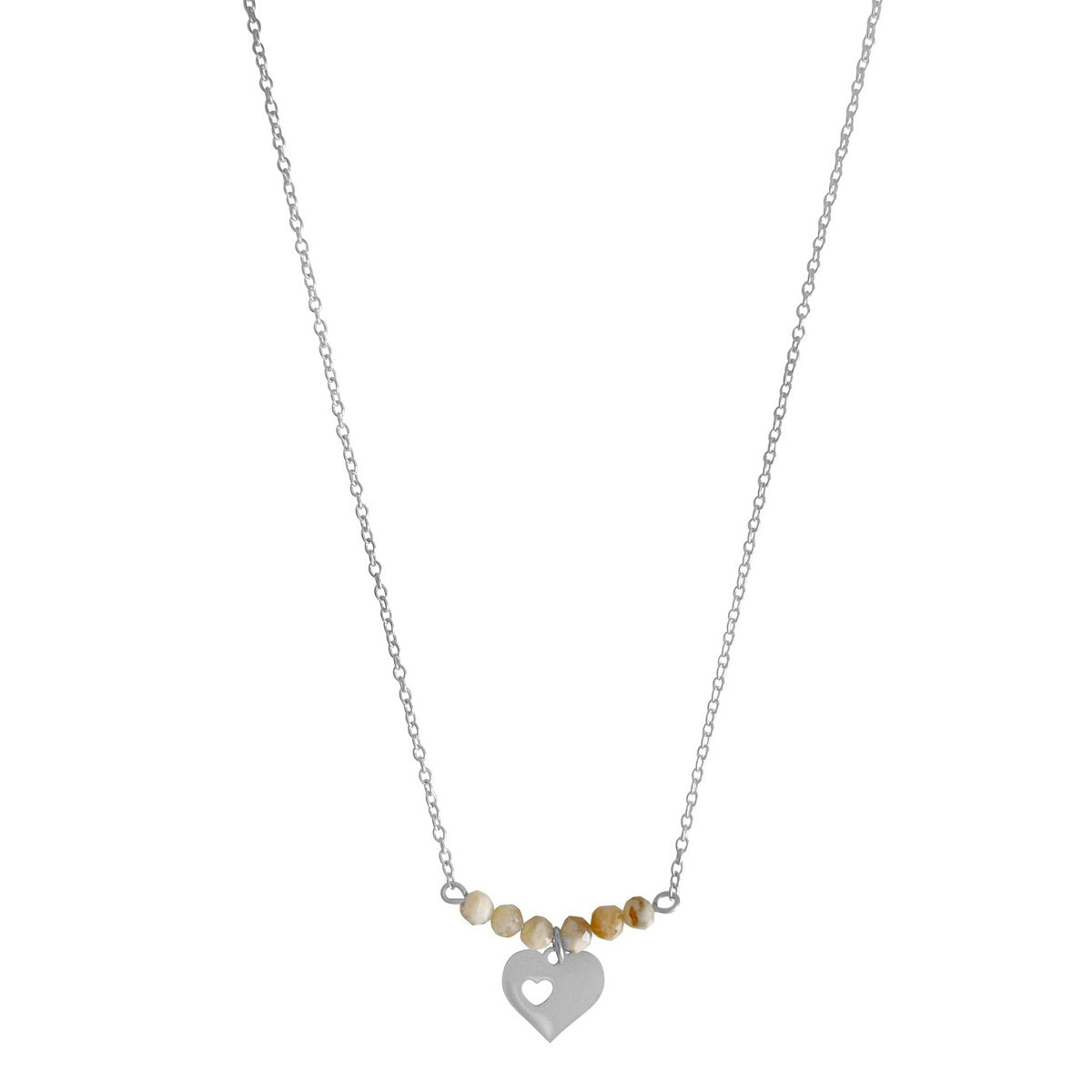 Ketting Hartje & Zebra Veldspaat - Zilver