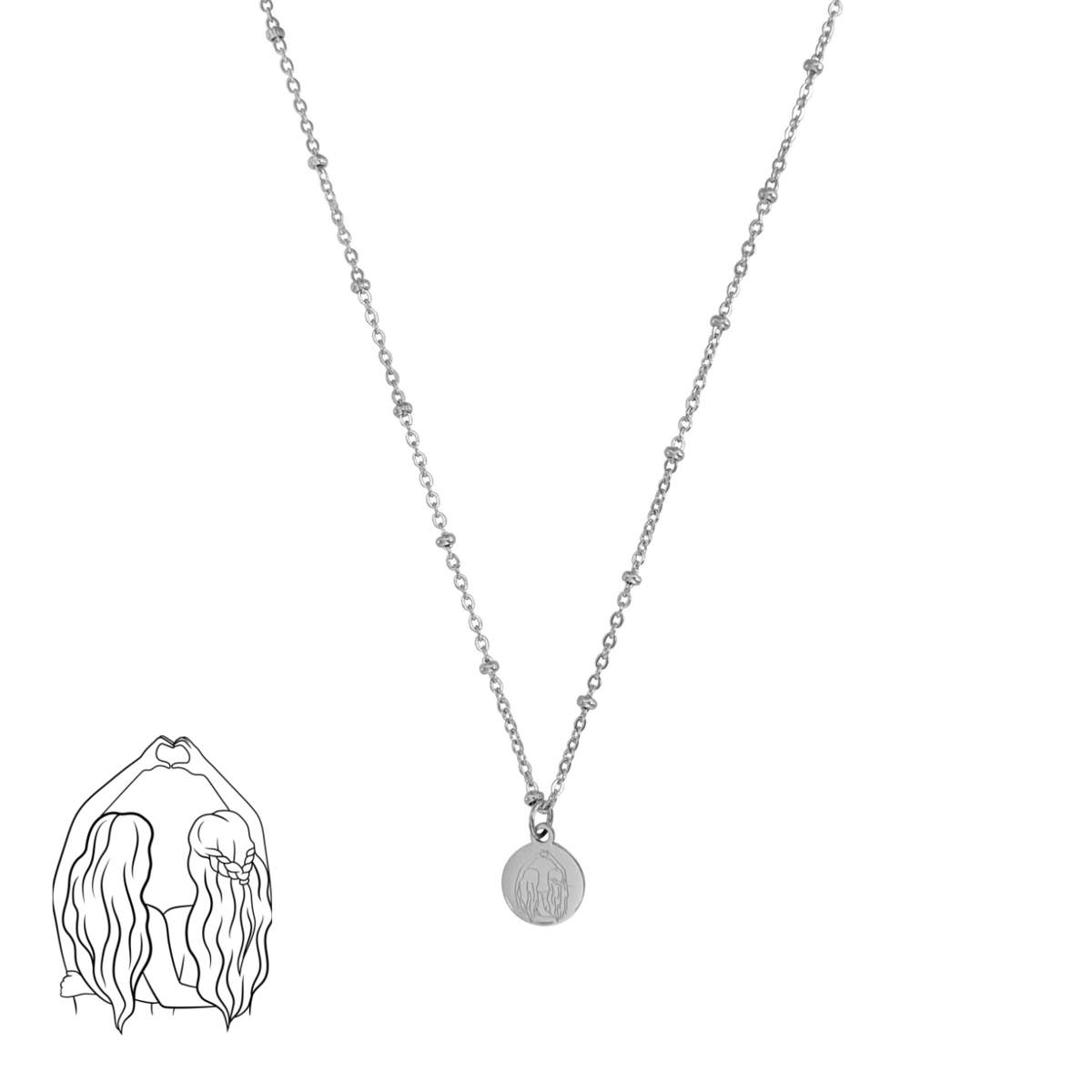 Hartsvriendinnen Ketting - Zilver