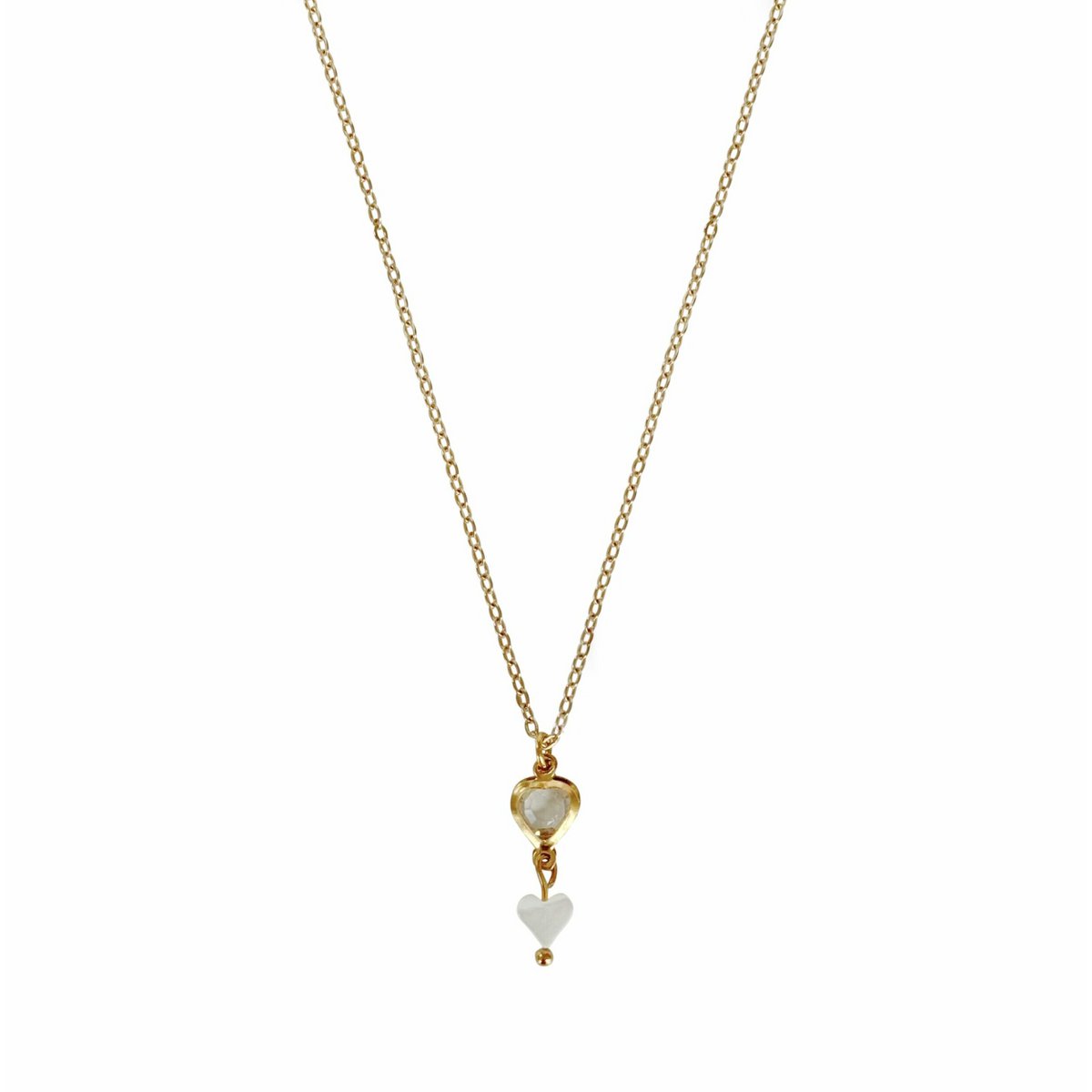 Kristal & Schelp Hart Ketting - Goud