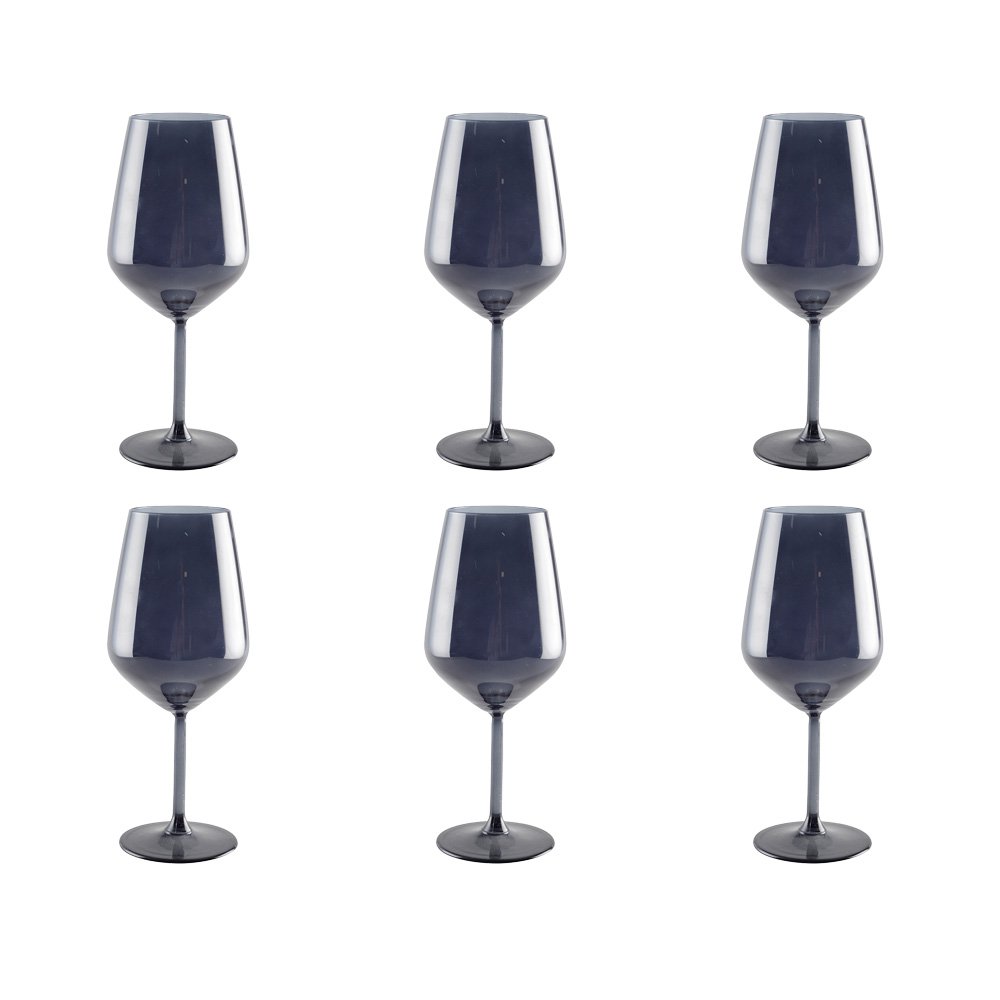 Zwarte wijnglazen - set van 6