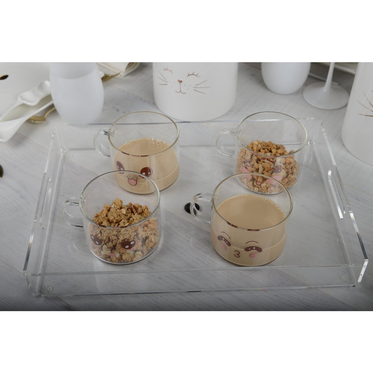 SET 4 GEDECORTEERDE KOMMEN 500ML
