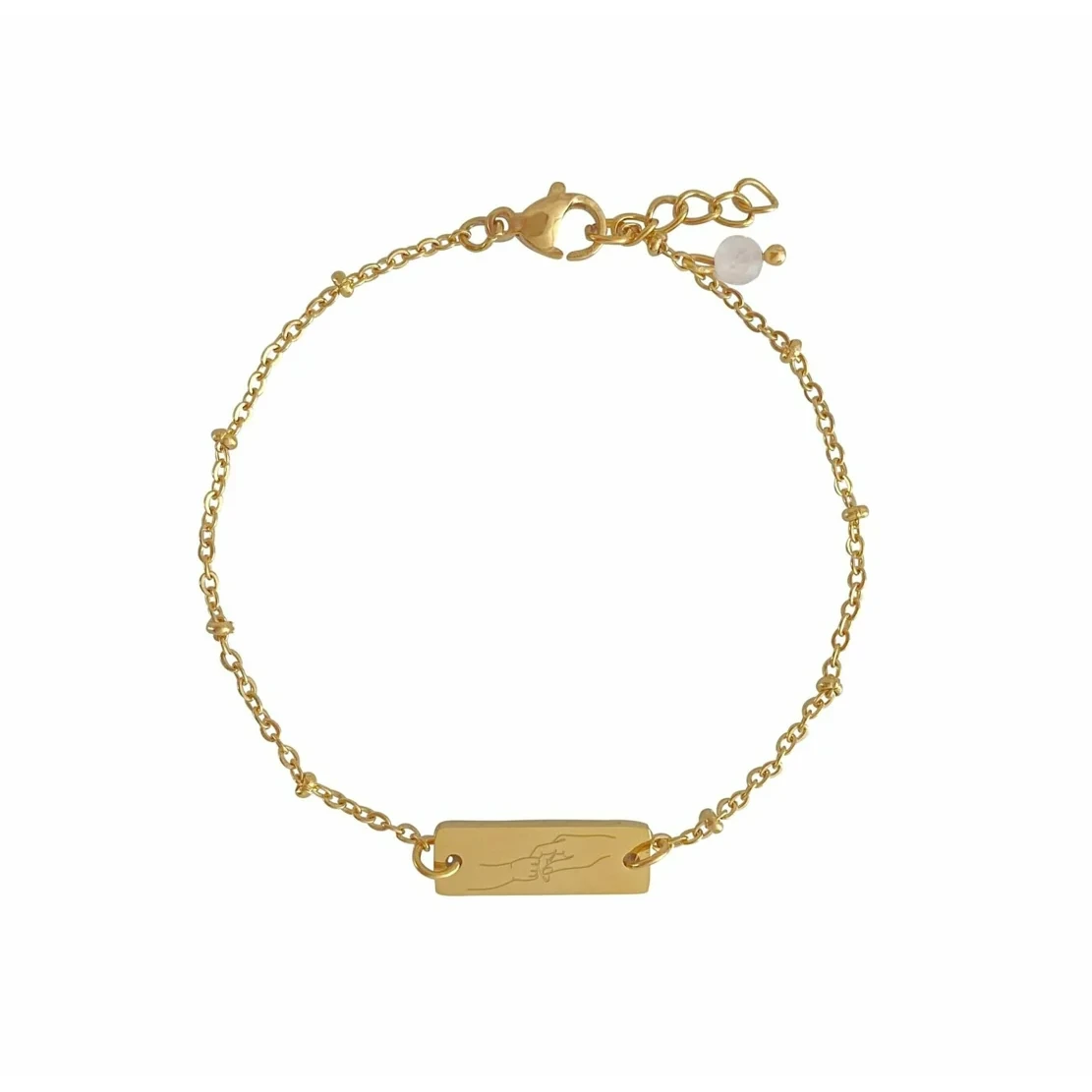 Armband Mama en Kind & Rozenkwarts - Goud