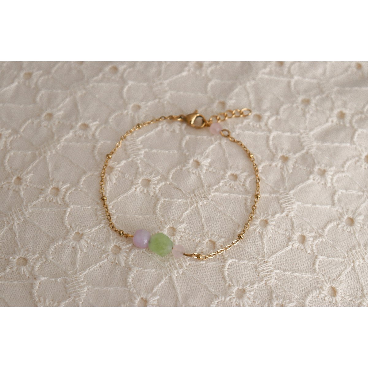Peridot, Chalcedoon & Rozenkwarts Armband - Goud