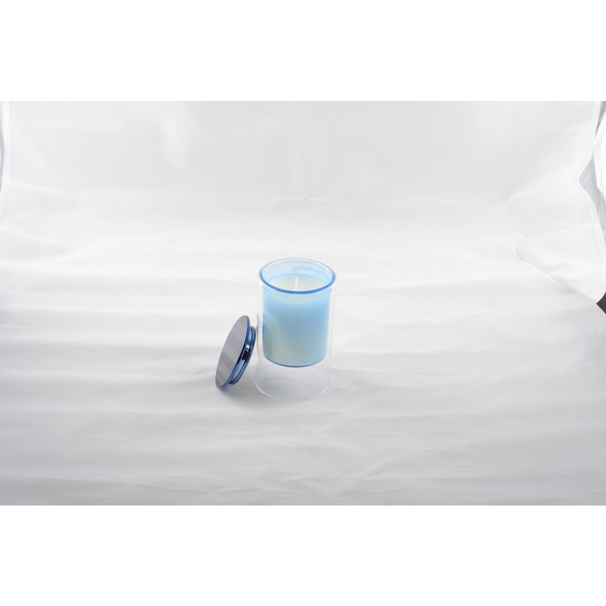 Blauw kaars parfum houten hout 7x11.3 cm