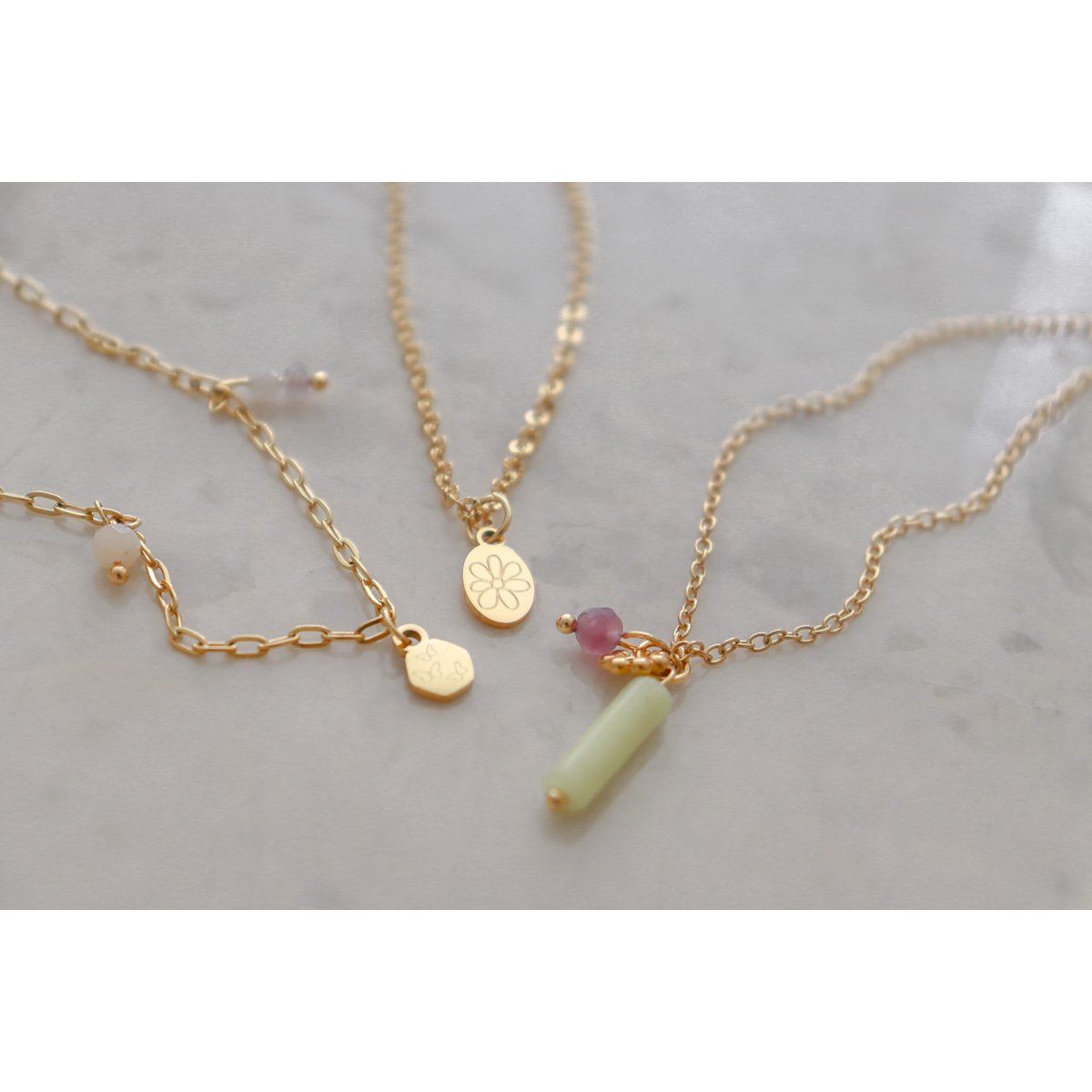 Lemon Jade & Toermalijn Ketting - Goud