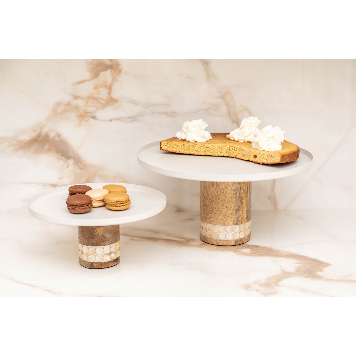 WITTE SCHAAL OP HOUTEN STANDAARD GROOT MODEL 30X30X15CM
