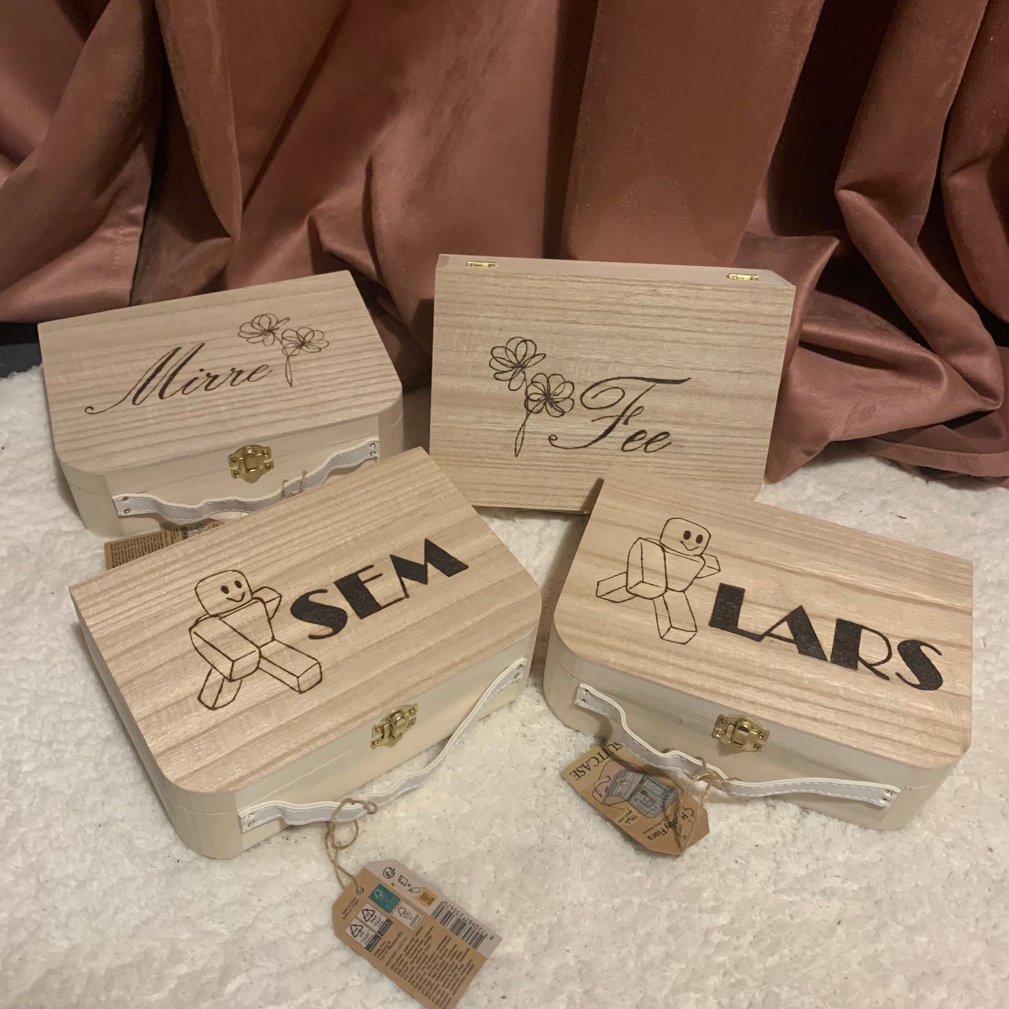 Houten kistje met naam/afbeeling