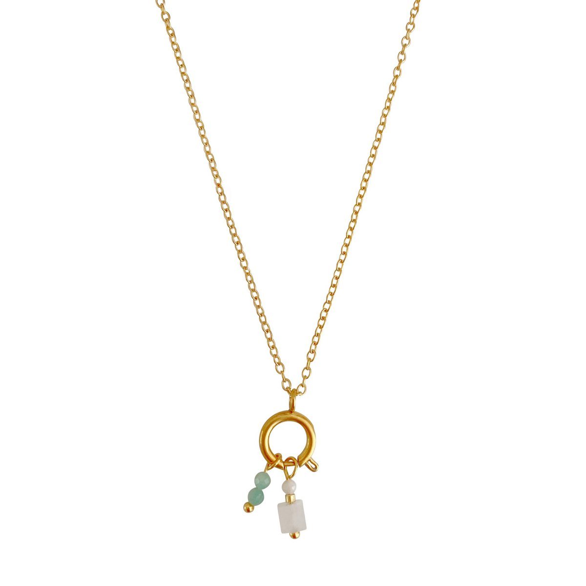 Slot Ketting 10 mm & Edelsteen Hangertjes - Goud