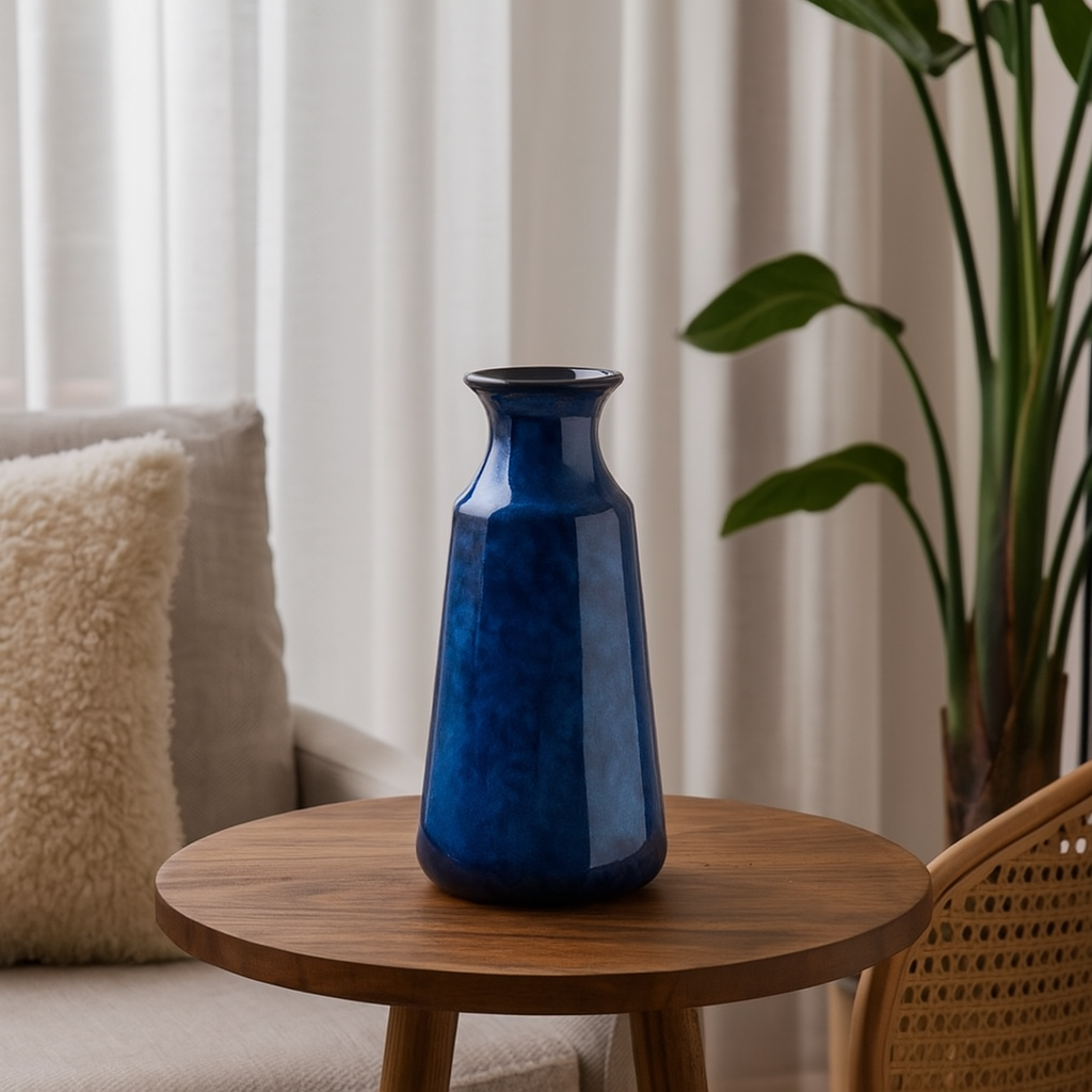 Diepblauw Design vaas - 25 cm
