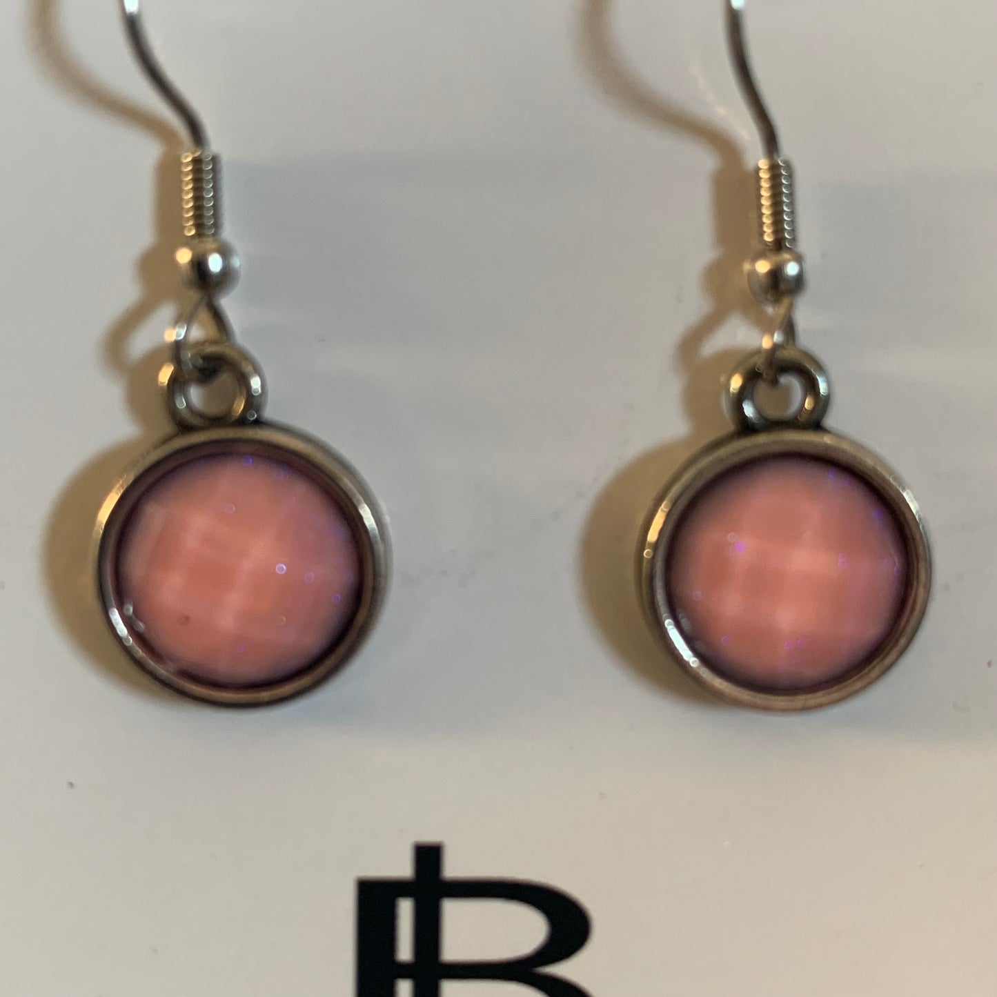 Oorbellen zilver/ roze glitter