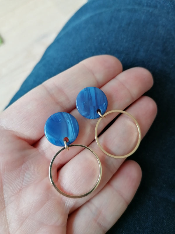 Oorbellen blauw/goud