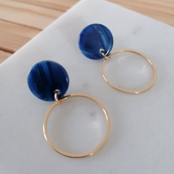 Oorbellen blauw/goud