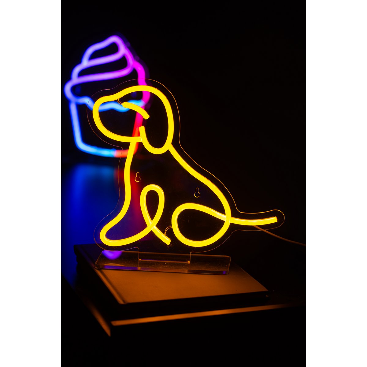 Neonlicht zittende hond