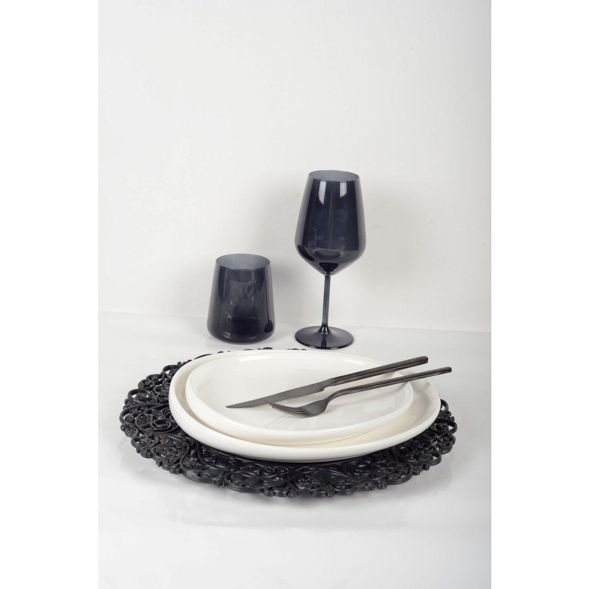 Zwarte wijnglazen - set van 6