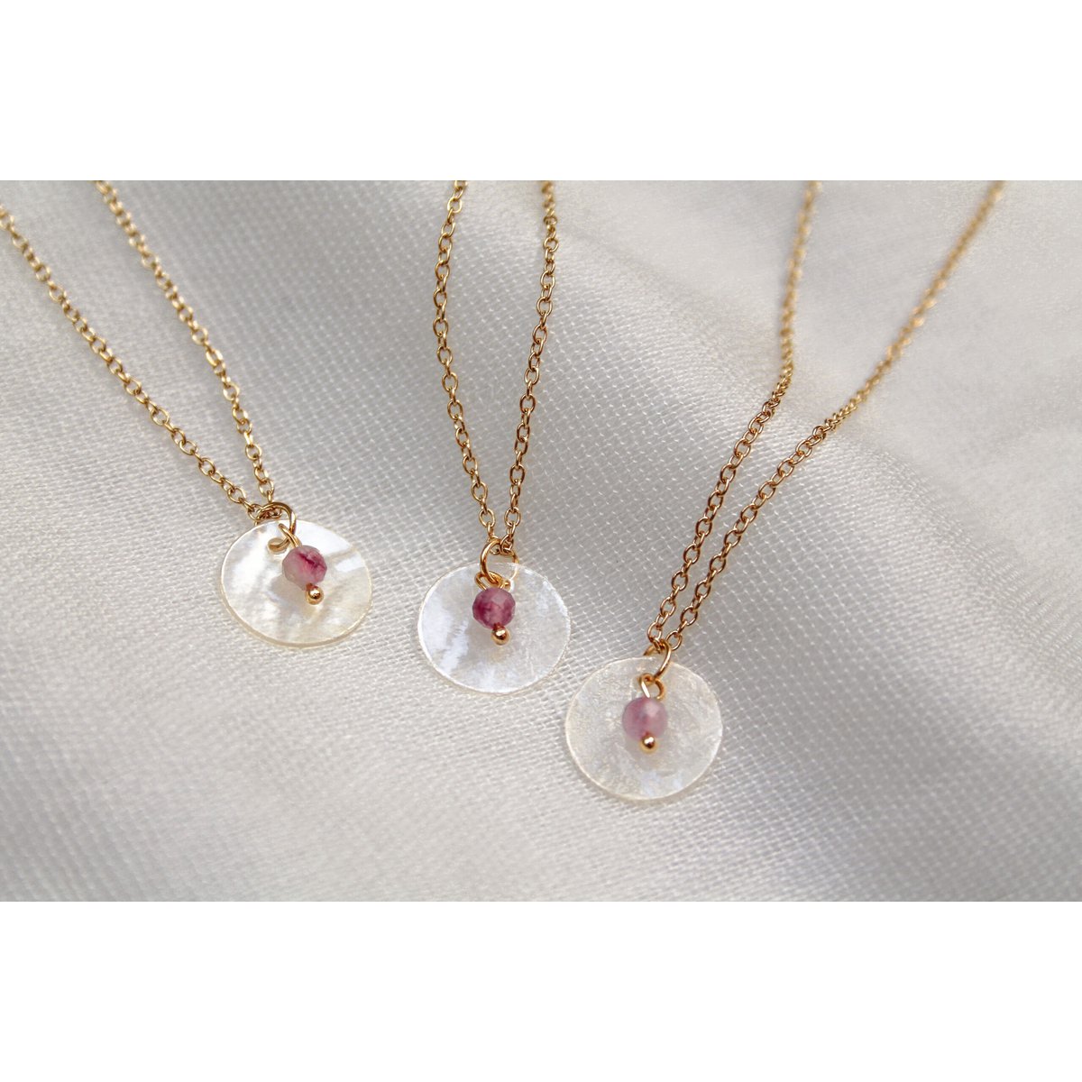 Ketting Toermalijn & Schelp - Goud