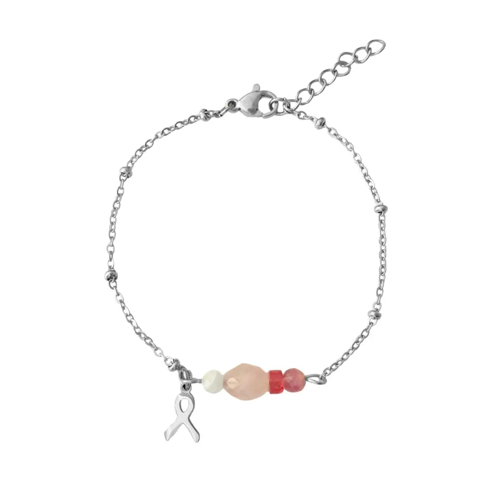 Edelstenen Armband - Zilver - Voor Pink Ribbon🎗️