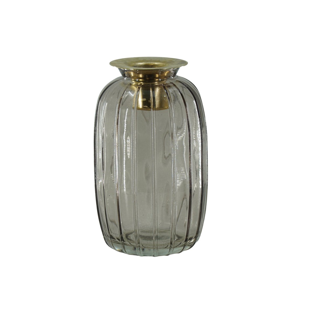 Kandelaar- Fles - Glas/Metaal- Bruin/Goud