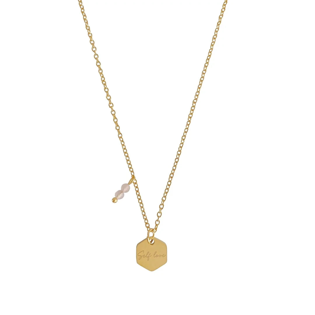 Ketting Self Love & Rozenkwarts - Goud