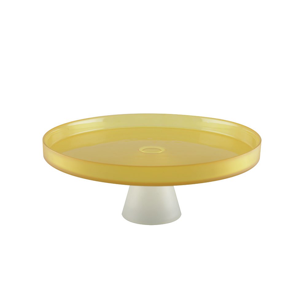 witte/gele glas dienblad - 28 cm