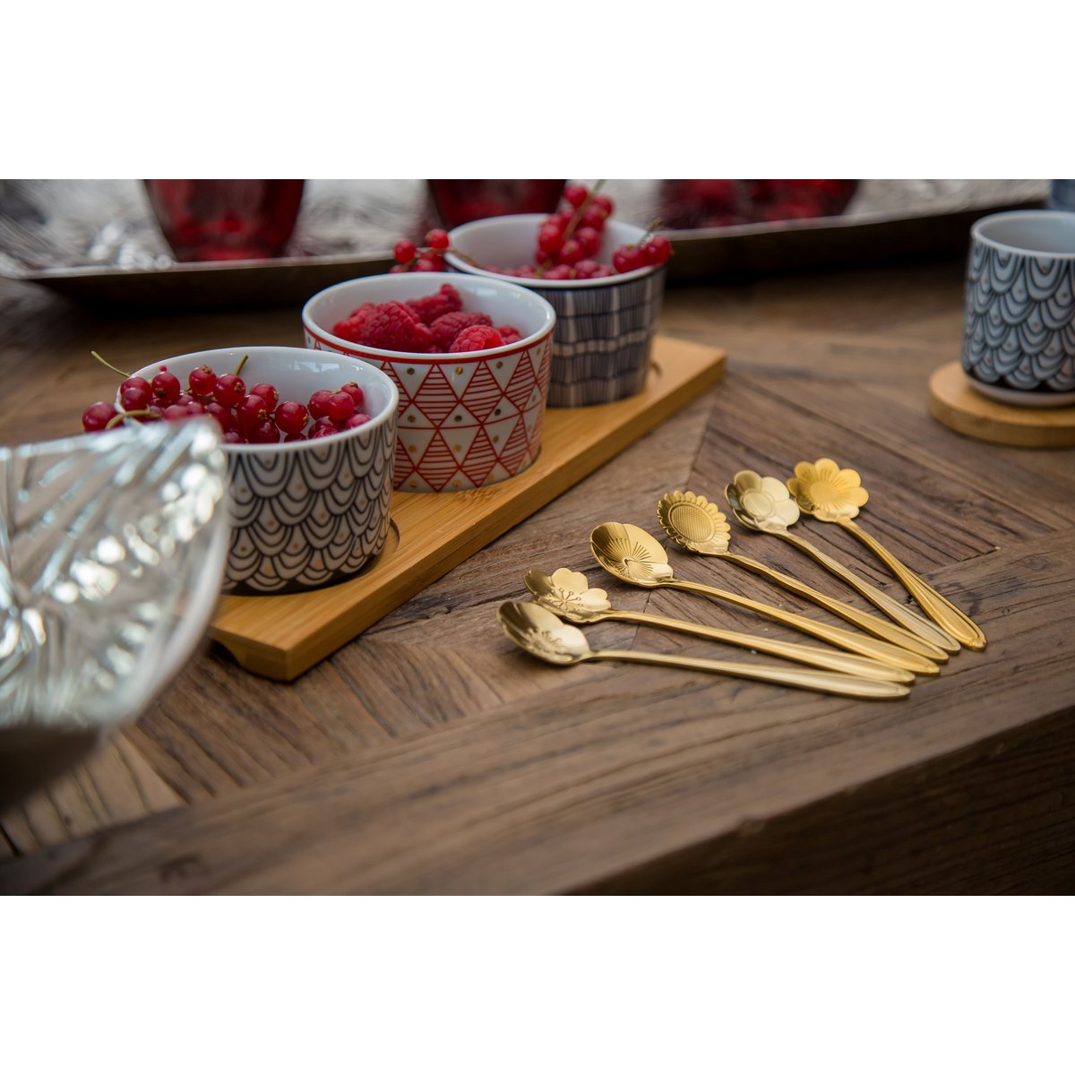 GOUDEN BLOEMEN CAKE LEPELS - SET VAN 6