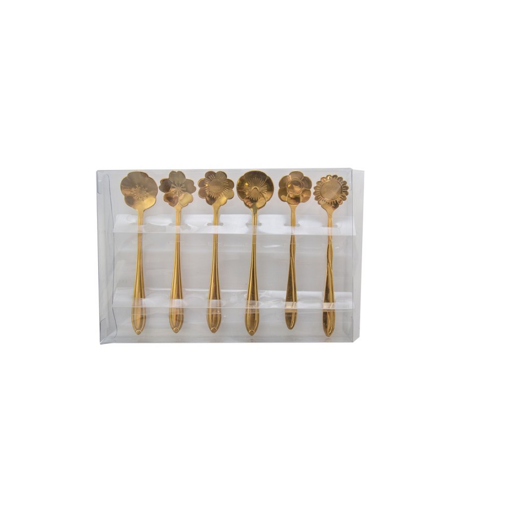 GOUDEN BLOEMEN CAKE LEPELS - SET VAN 6